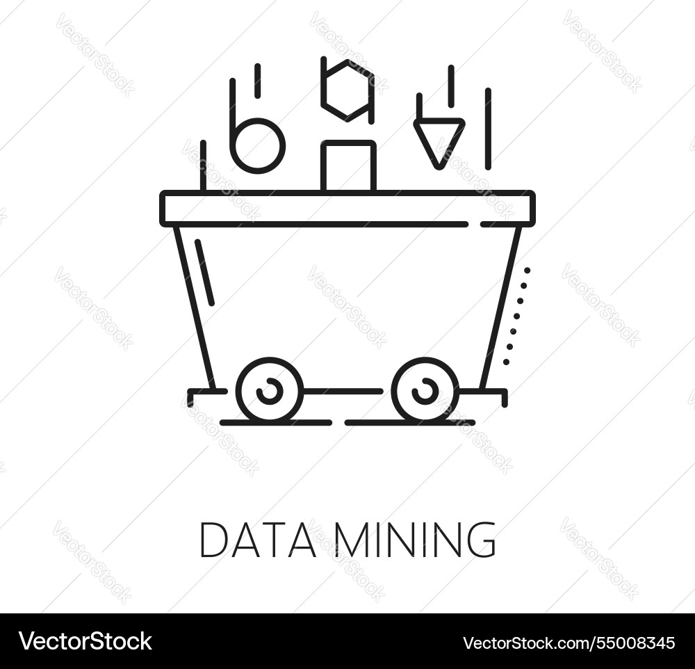 Data analytics and mining analysis line icon Data analytics and mining analysis line icon vector image