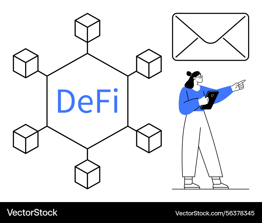 Decentralized finance concept with blockchain Decentralized finance concept with blockchain vector image