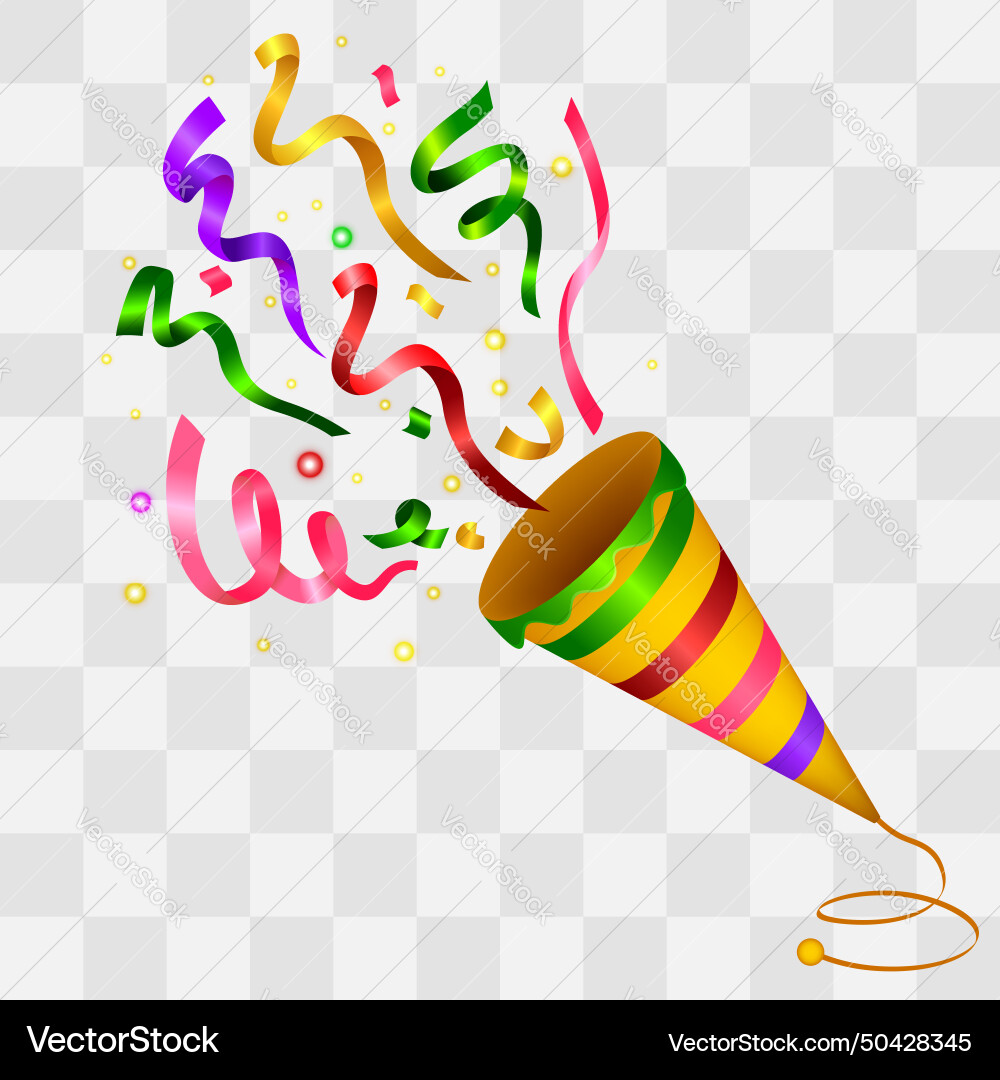 Exploding colorful confetti popper Exploding colorful confetti popper vector image