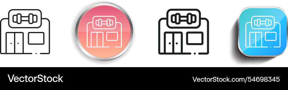 Gym icon thin linear regular and button style vector image