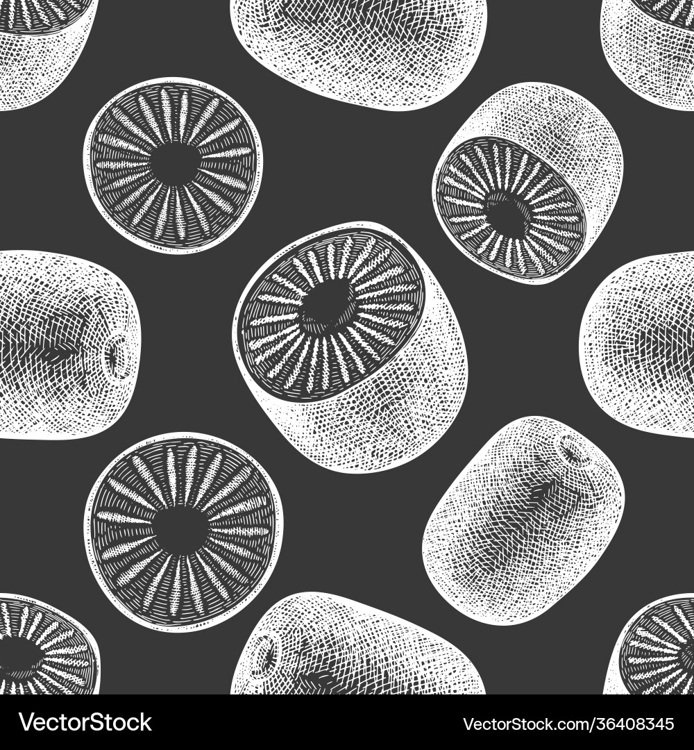 Hand drawn sketch style kiwi seamless pattern Hand drawn sketch style kiwi seamless pattern vector image
