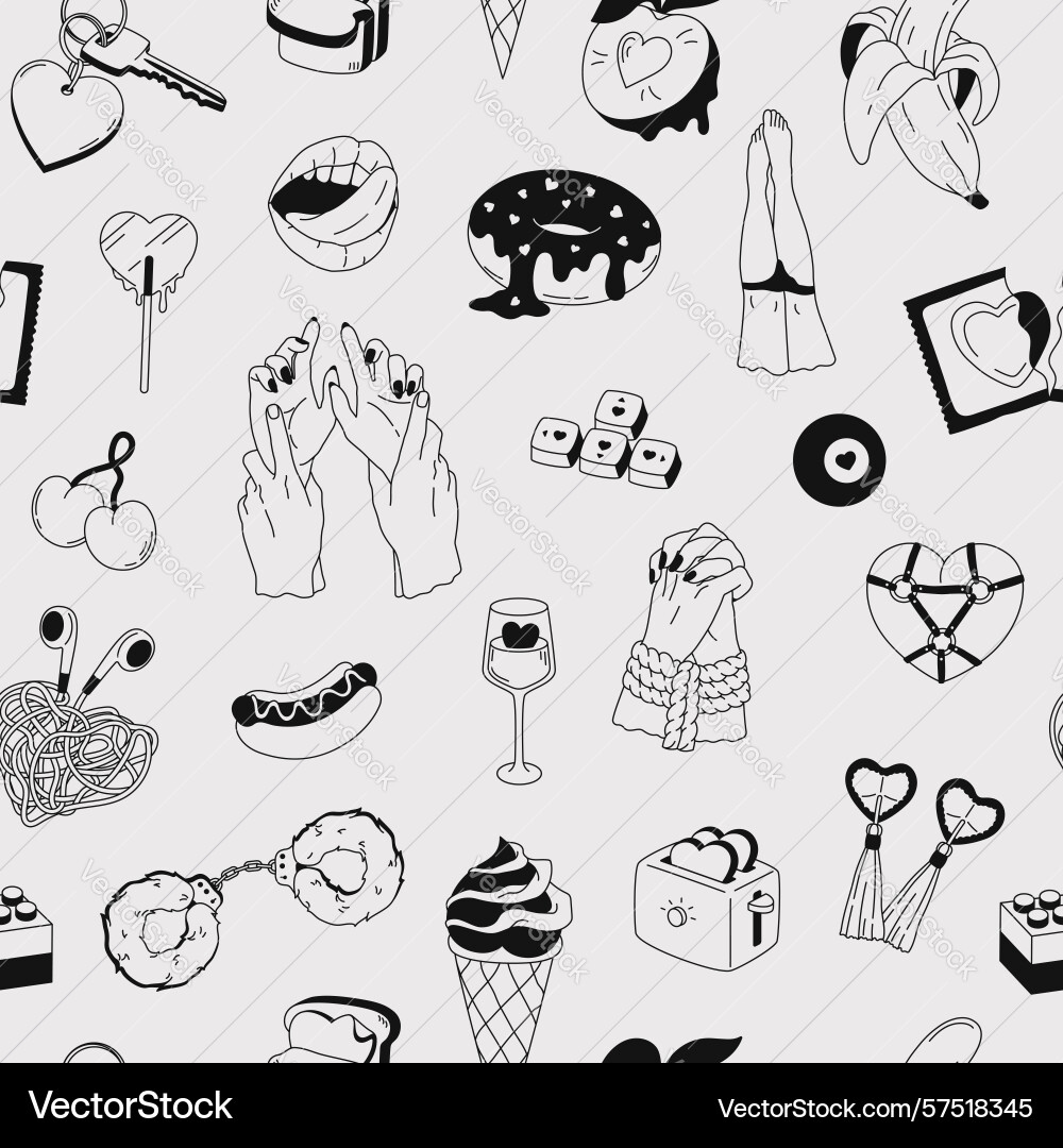 Outline seamless pattern with romantic elements Vector Image