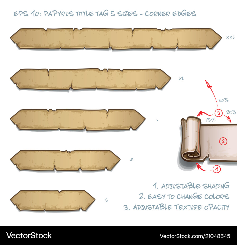 Papyrus Scroll Tags - Five Sizes vector image