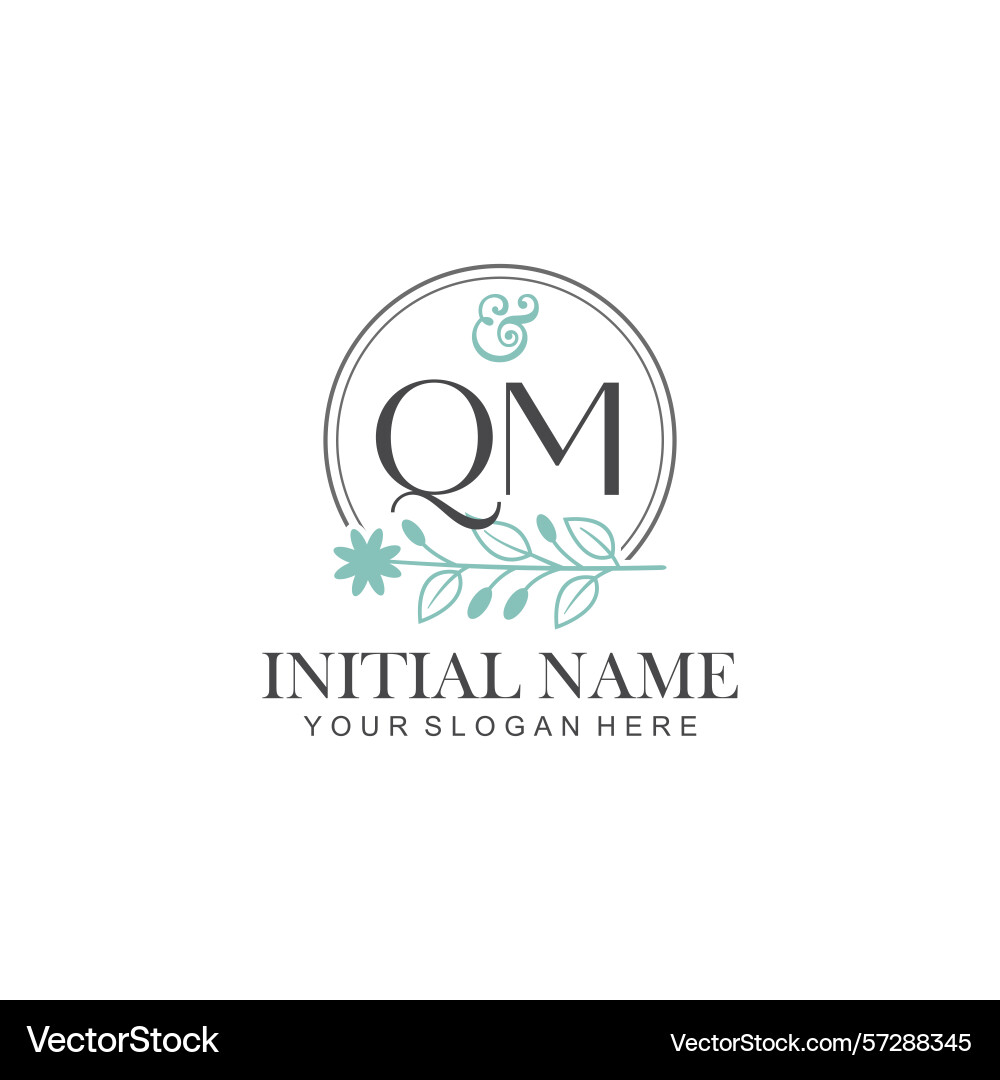 Qm initial logo templates with botanical elements Qm initial logo templates with botanical elements Vector Image