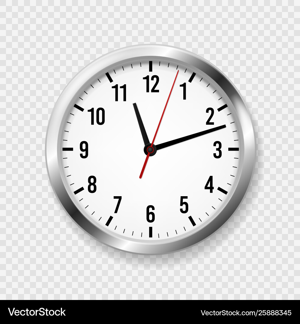 Realistic office clock modern wall round watches Vector Image
