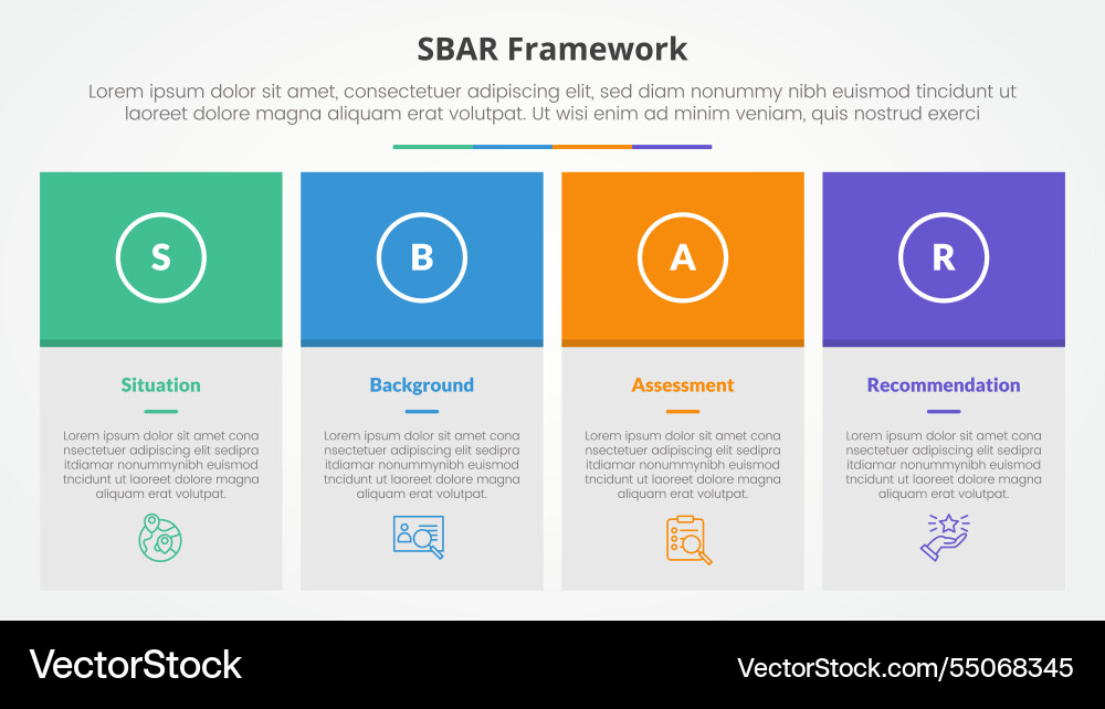 Sbar tool framework infographic concept for slide Sbar tool framework infographic concept for slide vector image