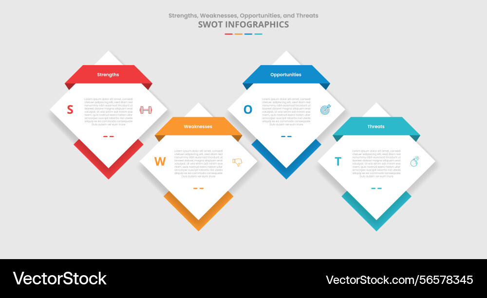 Swot analysis for infographic with drop shadow Swot analysis for infographic with drop shadow vector image