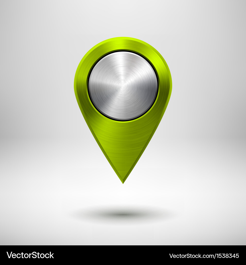 Technology map pointer with green metal texture vector image