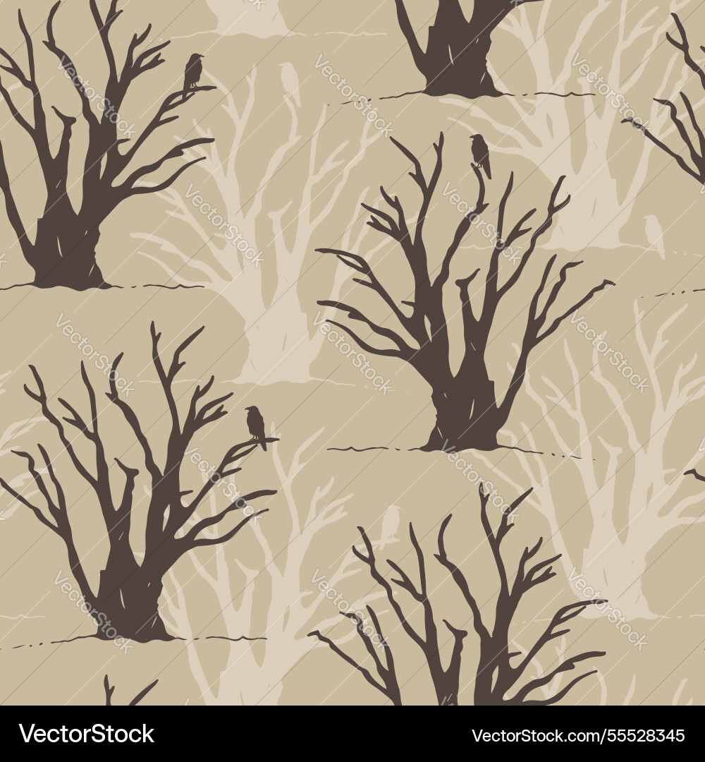 Trees seamless hand drawn Royalty Free Vector Image