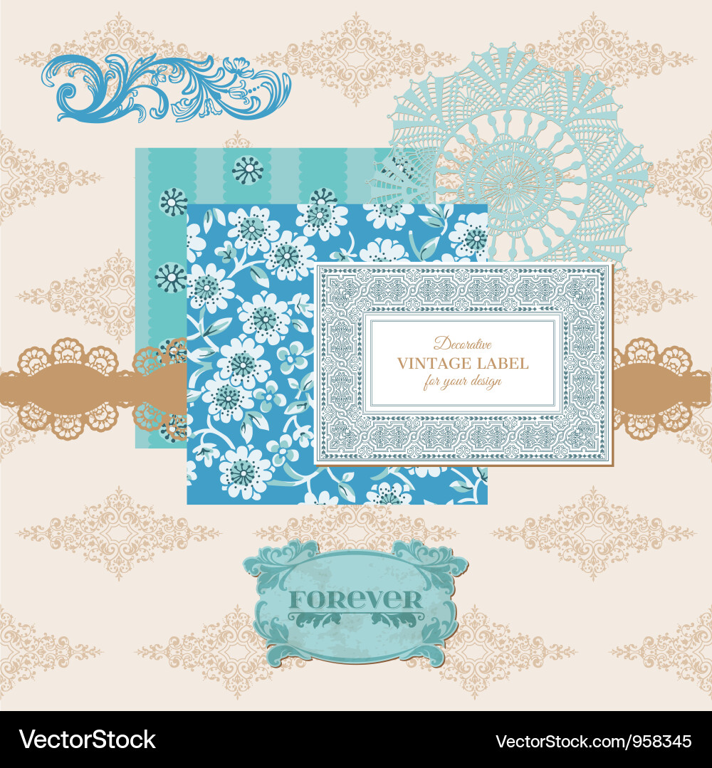 Vintage Floral Scrapbook Elements Vector Image