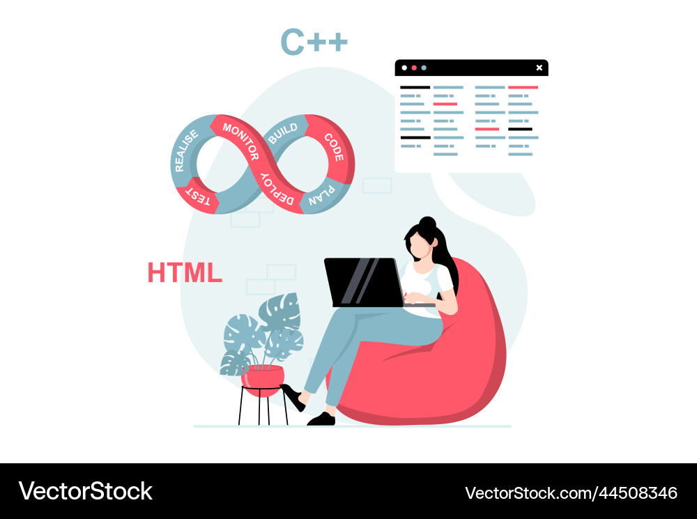 Devops concept with people scene in flat design Devops concept with people scene in flat design vector image