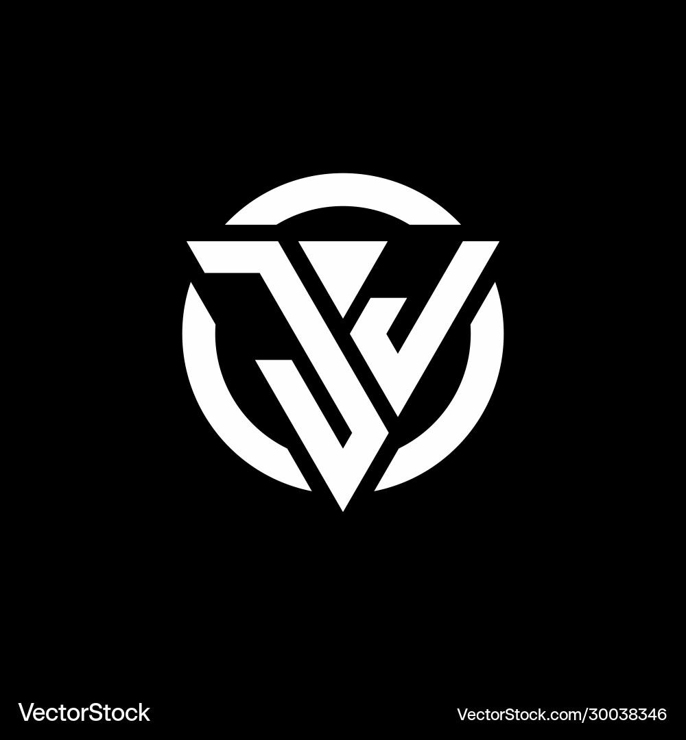 Jj logo with triangle shape and circle rounded vector image