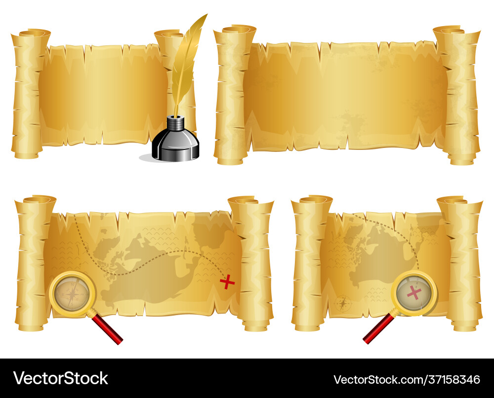 Old paper scroll design isolated on white Vector Image