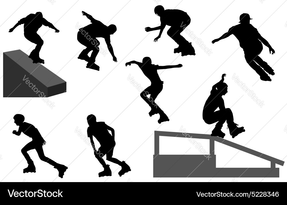 Rollerblade Silhouettes Collection vector image
