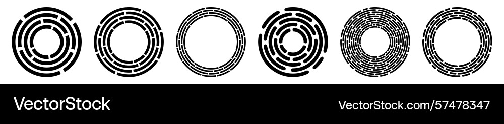 Collection of circles with concentric segments Vector Image