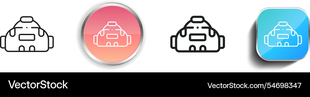 Gym bag icon thin linear regular and button style vector image