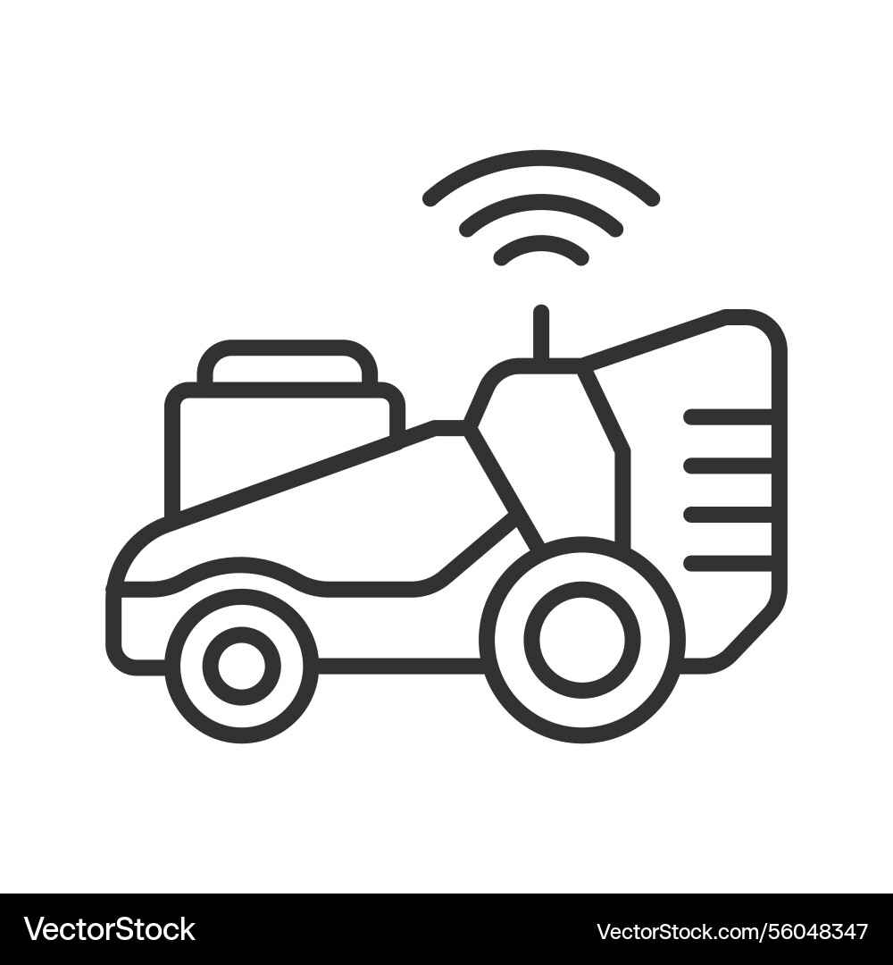 Robot lawn mover icon in line design autonomous Vector Image