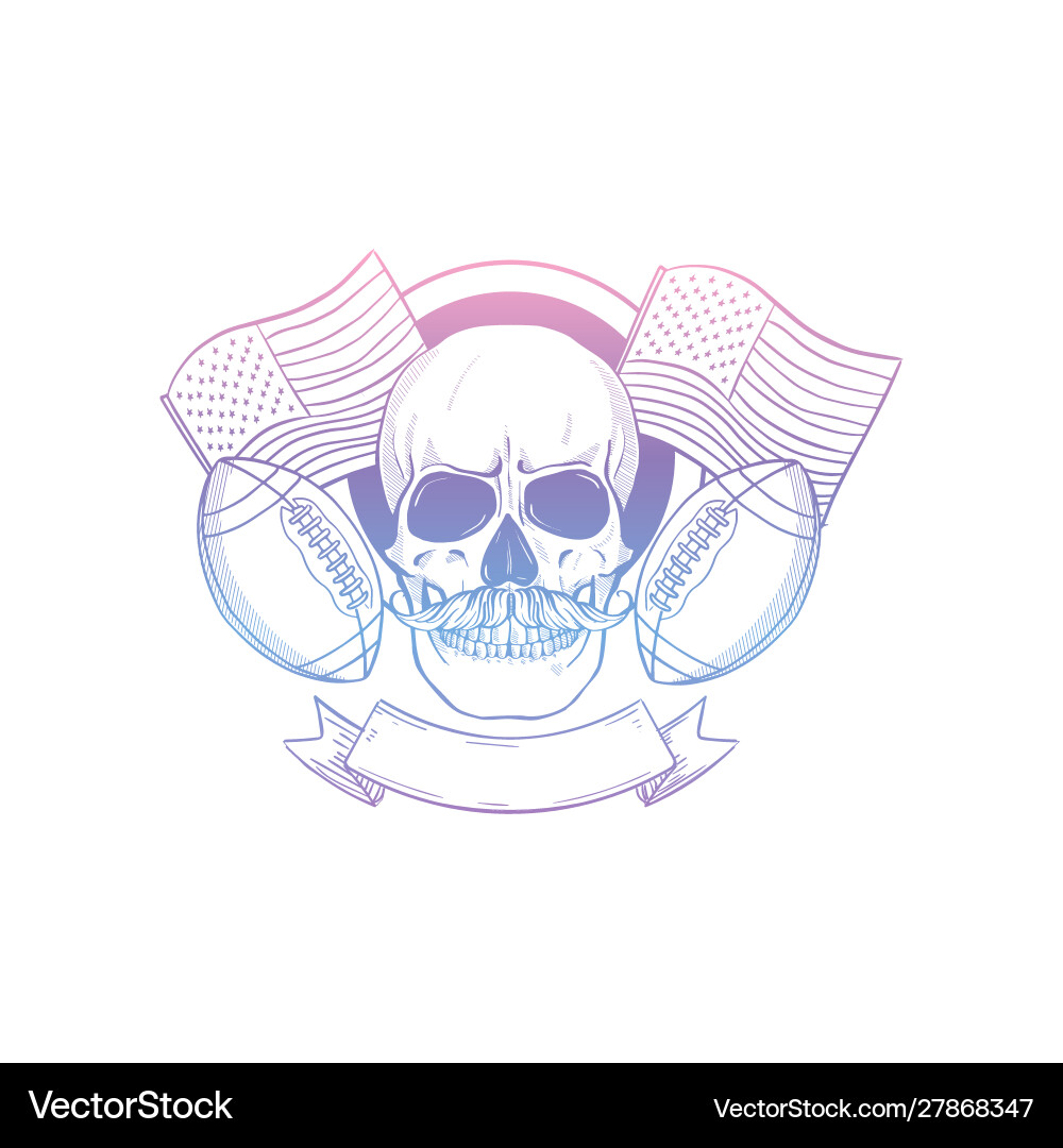 Sketch skull american football player Sketch skull american football player vector image