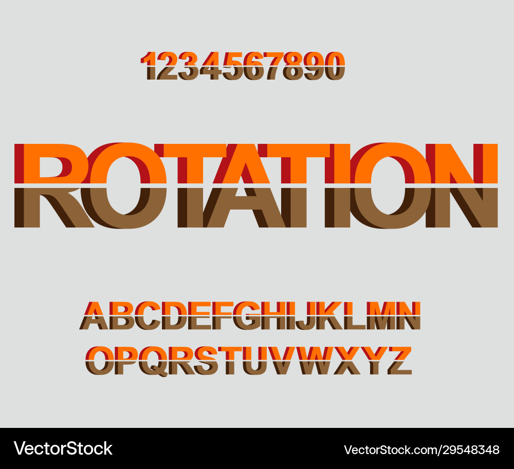 3d rotation font design for typography vector image