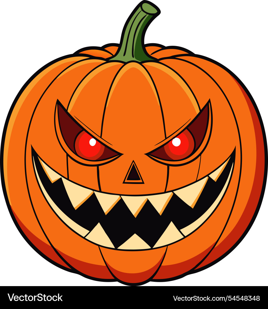 A creepy halloween jack o lantern with glowing A creepy halloween jack o lantern with glowing Vector Image