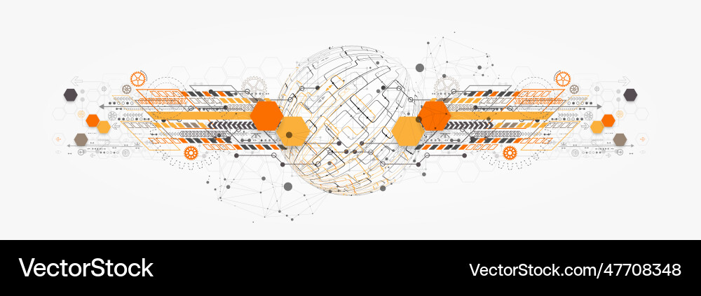 Abstract technology sphere background global Vector Image