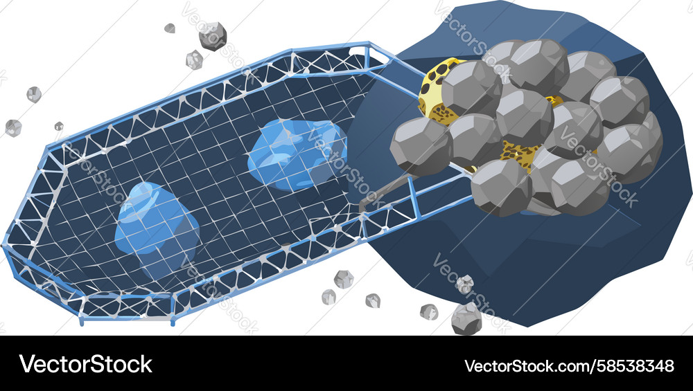 Asteroid Mining Net Retrieval Vector Image