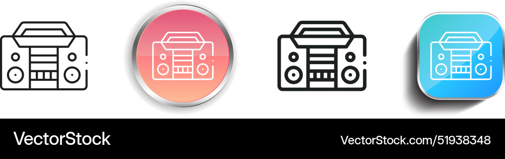 Boombox icon thin linear regular and button style Vector Image