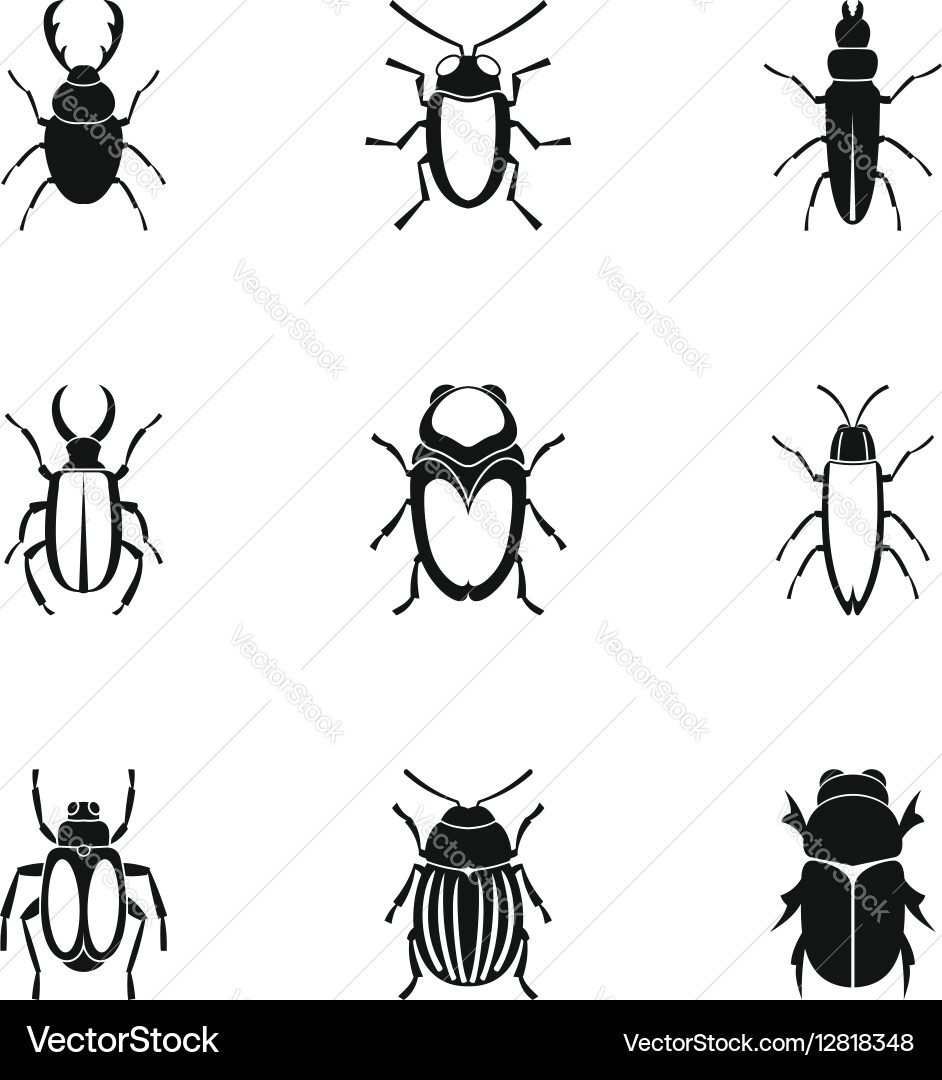 Bugs icons set simple style Vector Image