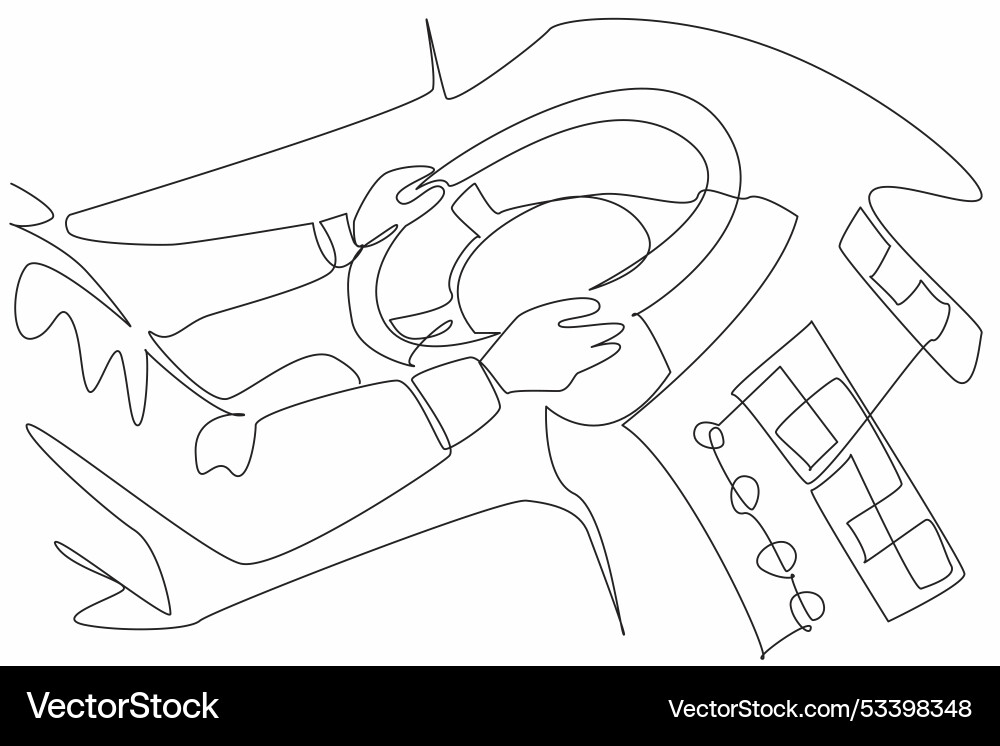 Continuous Line Bus Driver vector image