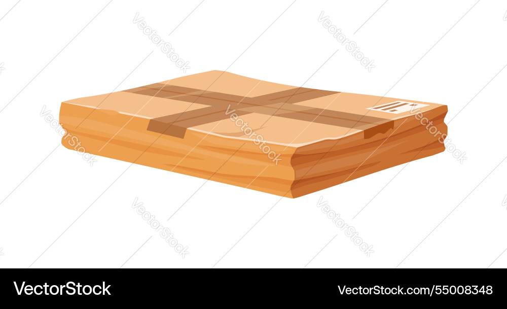 Damaged crumpled cardboard box or broken package Damaged crumpled cardboard box or broken package vector image