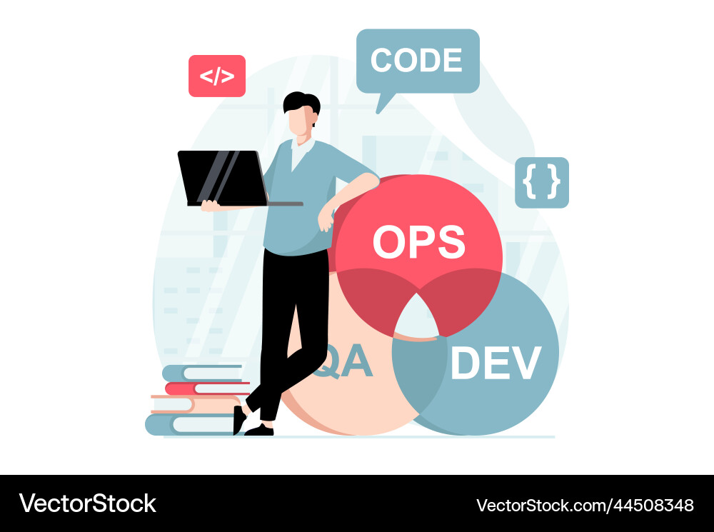 DevOps Workflow with People vector image