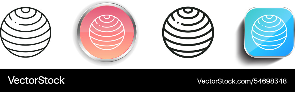 Gym ball icon thin linear regular and button Gym ball icon thin linear regular and button Vector Image