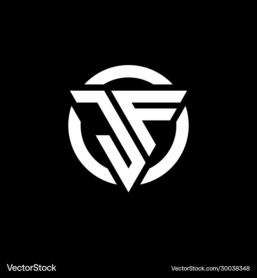 JF Monogram Logo - Triangle & Circle Vector Image