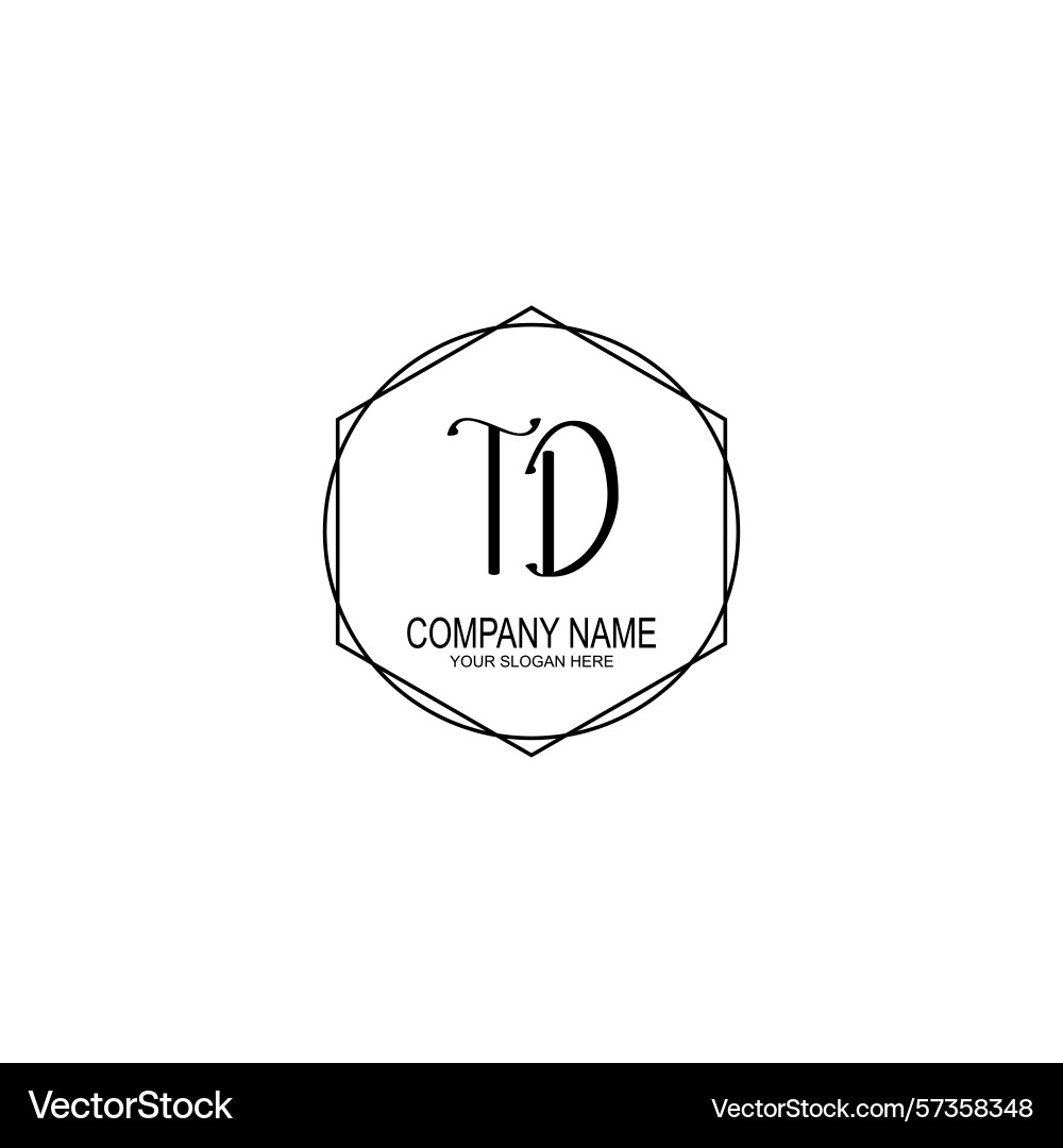 Minimalist handwritten td initial logos with soft Vector Image