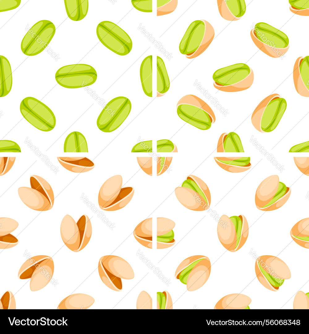 Pistachio nuts seamless pattern showing various Pistachio nuts seamless pattern showing various vector image