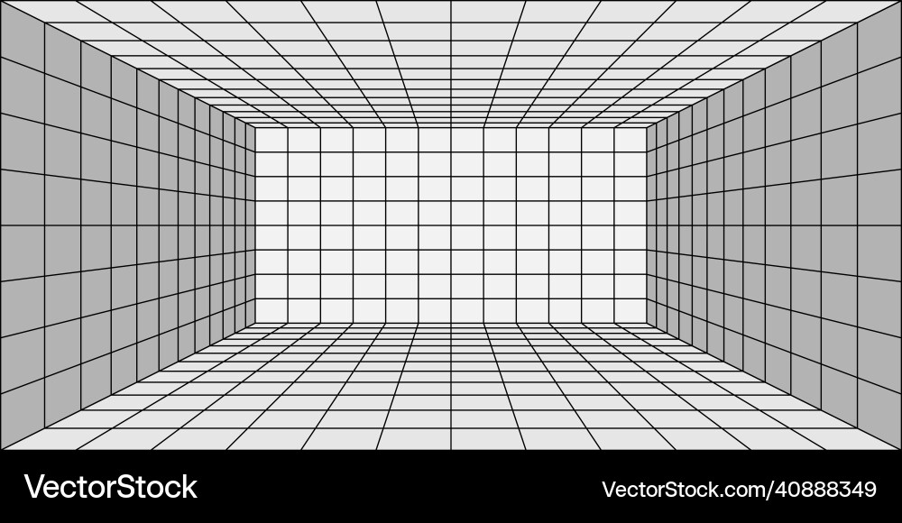 3d room corner with perspective grid interior Vector Image