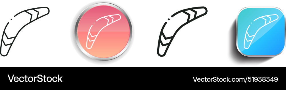 Boomerang icon thin linear regular and button Boomerang icon thin linear regular and button Vector Image