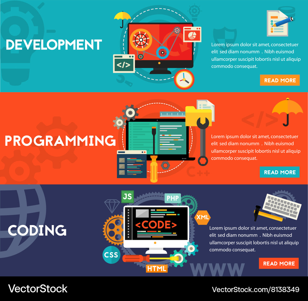 Coding & Software Development Banners vector image