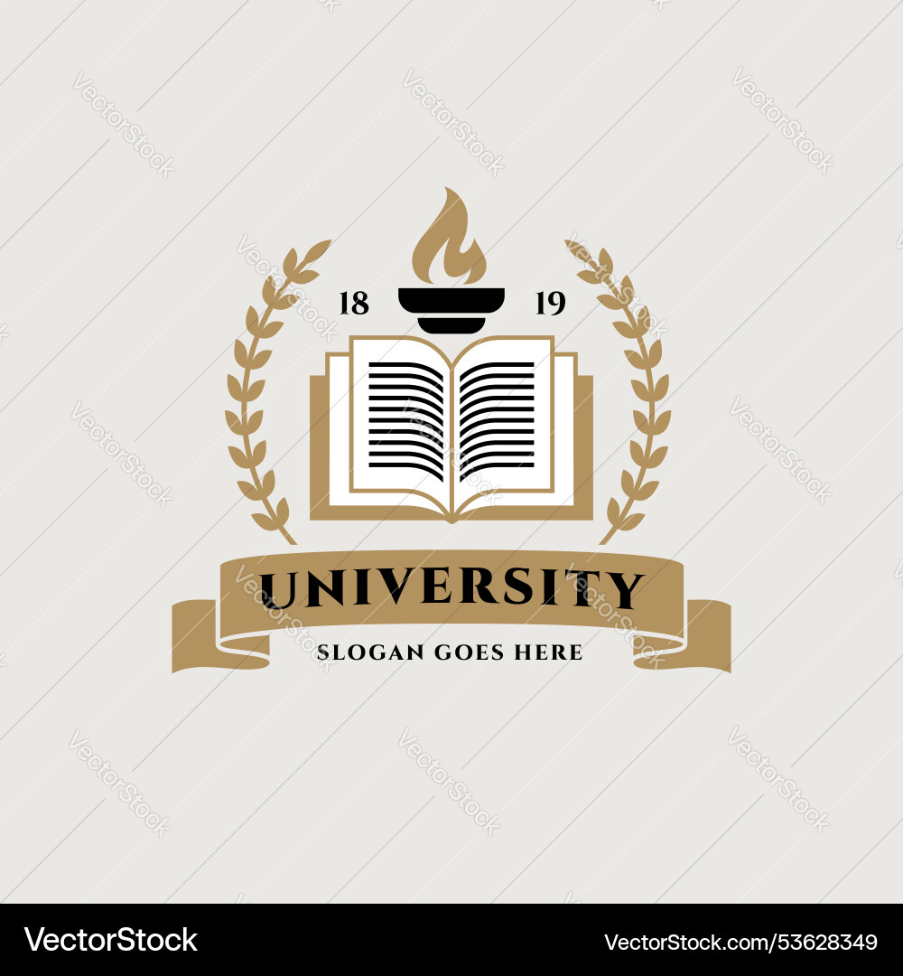 Education Torch Logo - Academic Emblem vector image