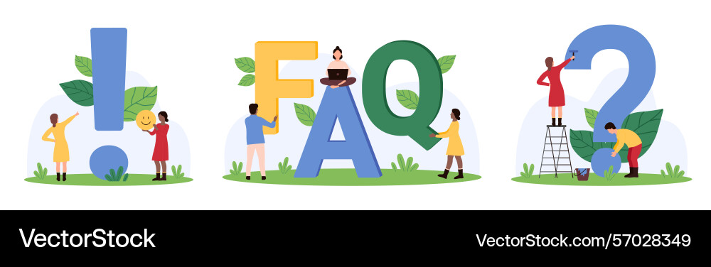 Faq exclamation and question mark title set tiny vector image