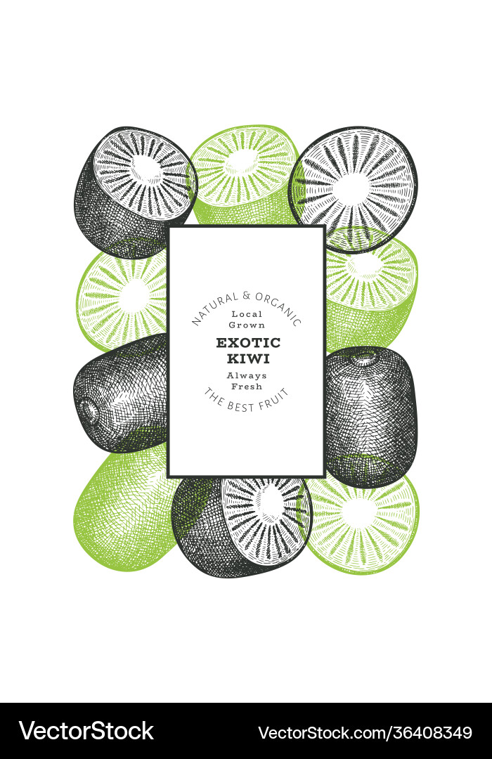 Hand drawn sketch style kiwi banner organic fresh Hand drawn sketch style kiwi banner organic fresh vector image