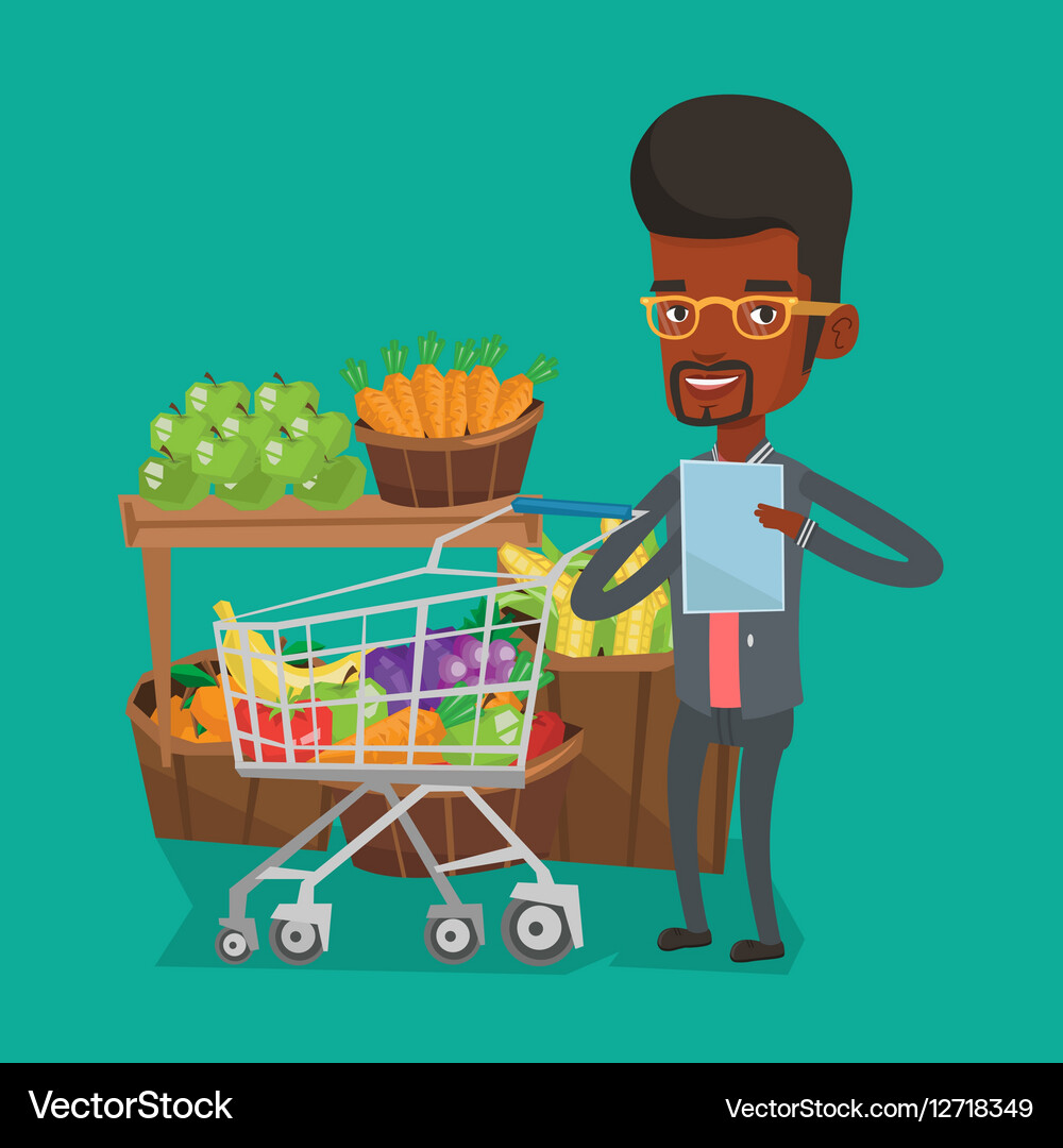 Man with shopping list Vector Image