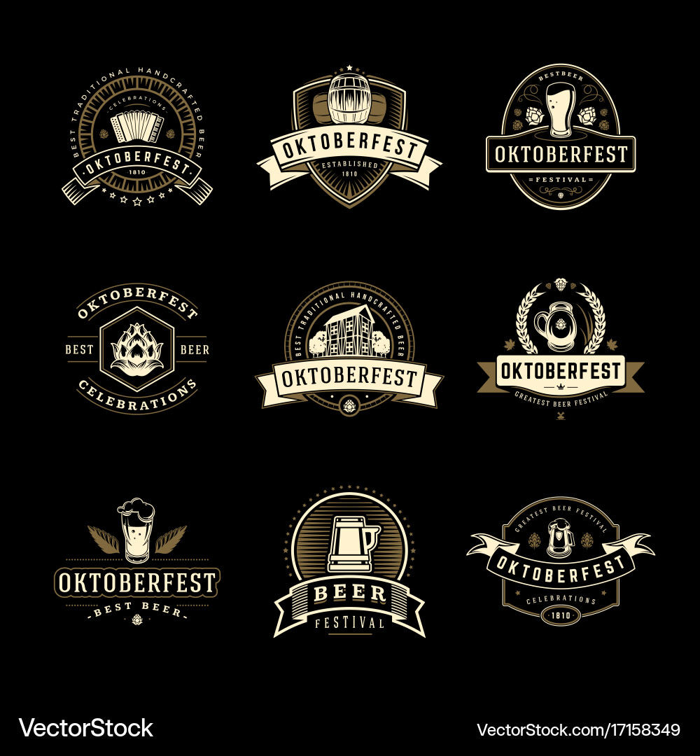 Oktoberfest Beer Labels & Badges Vector Image