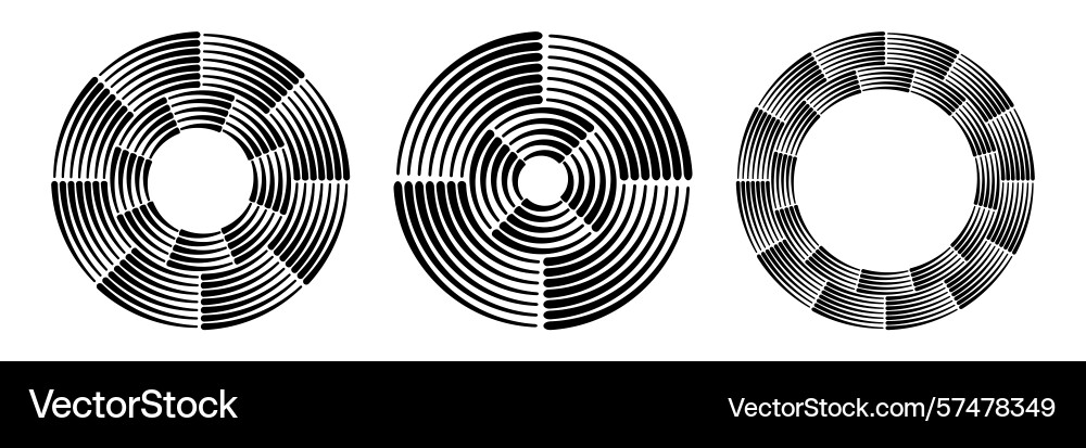 Set of circles shapes lines in circle form round vector image