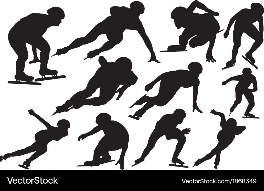 Speed Skating Silhouette - Winter Sports vector image