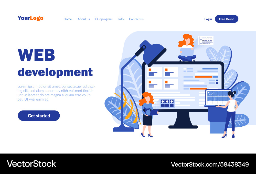 Web Development Landing Page Vector Image
