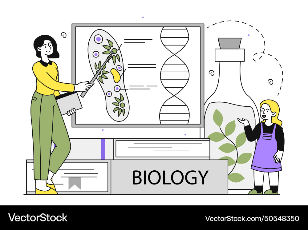 Biology school linear Royalty Free Vector Image