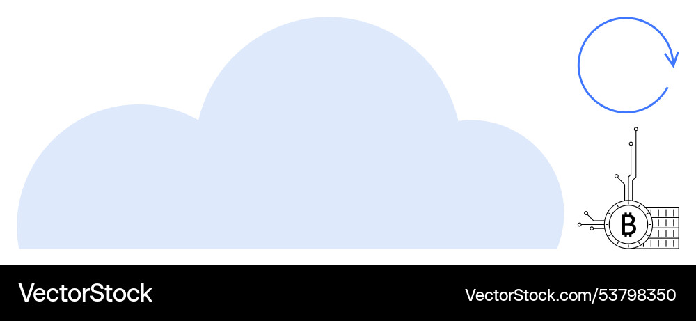 Cloud computing integration with cryptocurrency Vector Image
