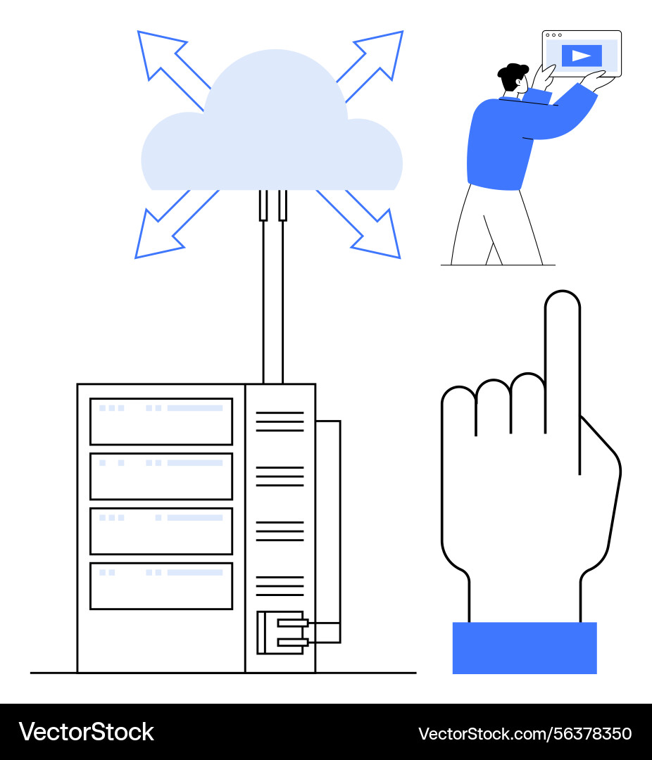 Cloud storage connection with data server digital Cloud storage connection with data server digital vector image