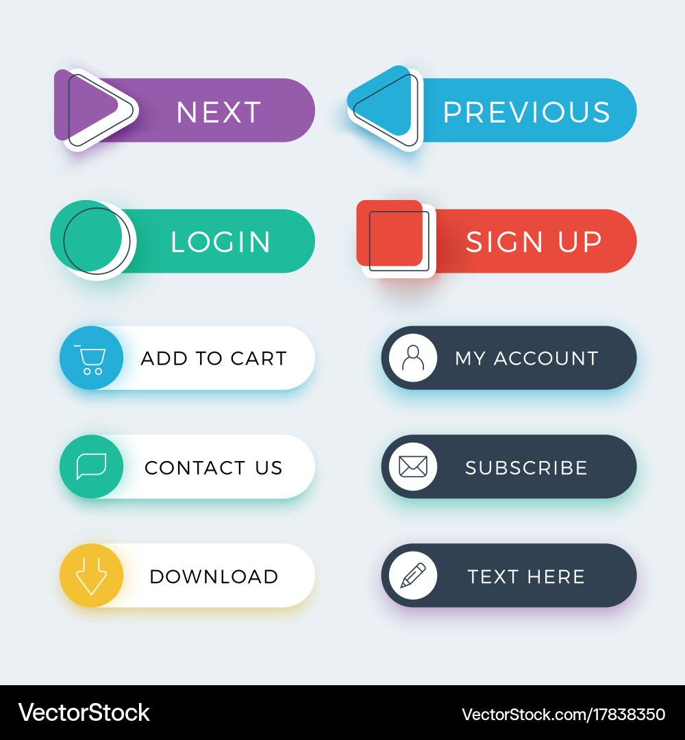 Colorful Web Buttons & UI Elements vector image